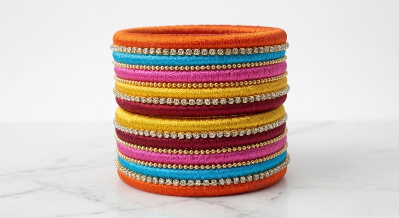 Shanti Collections® Rainbow Royale Handmade Silk Thread Bangle Set