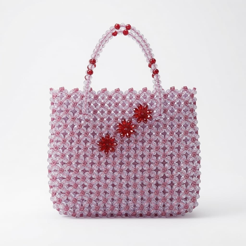 Shanti Collections Blush Blossom Handmade Beaded Handbag
