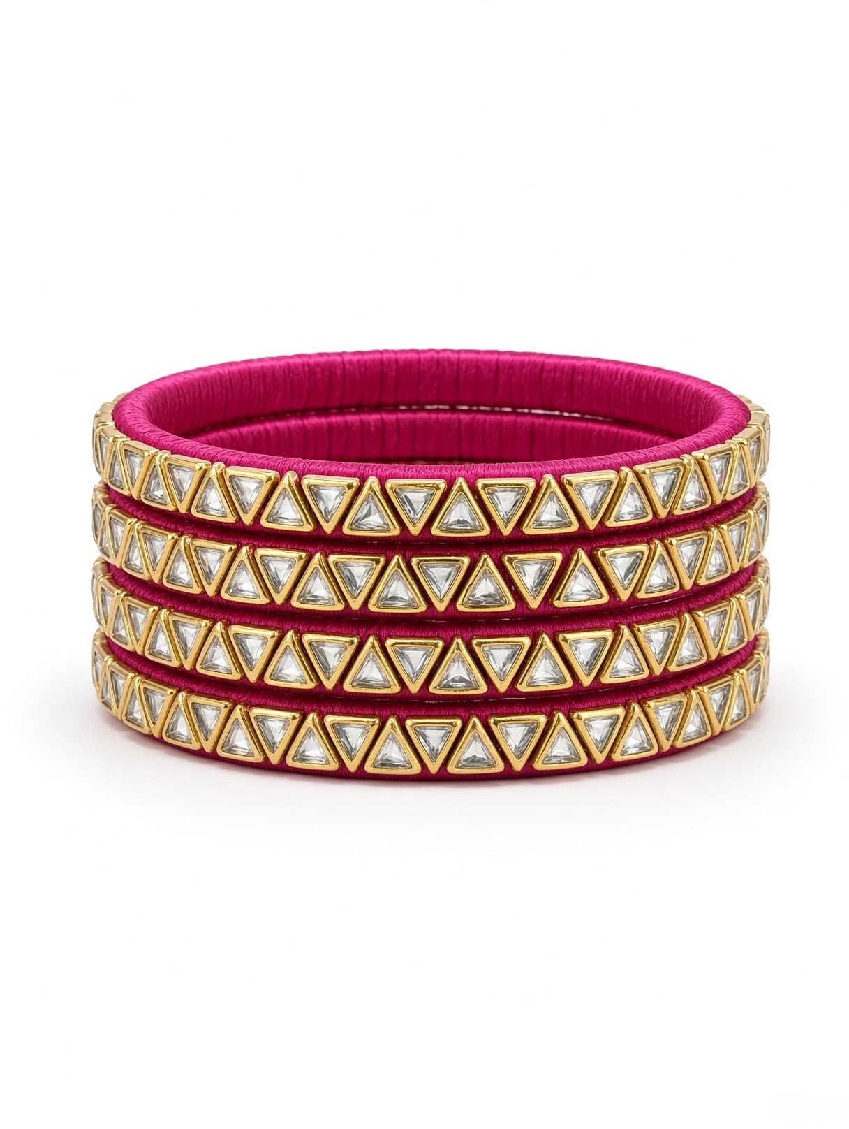 Shanti Collections Rani Pink Kundan Designer Side Bangles