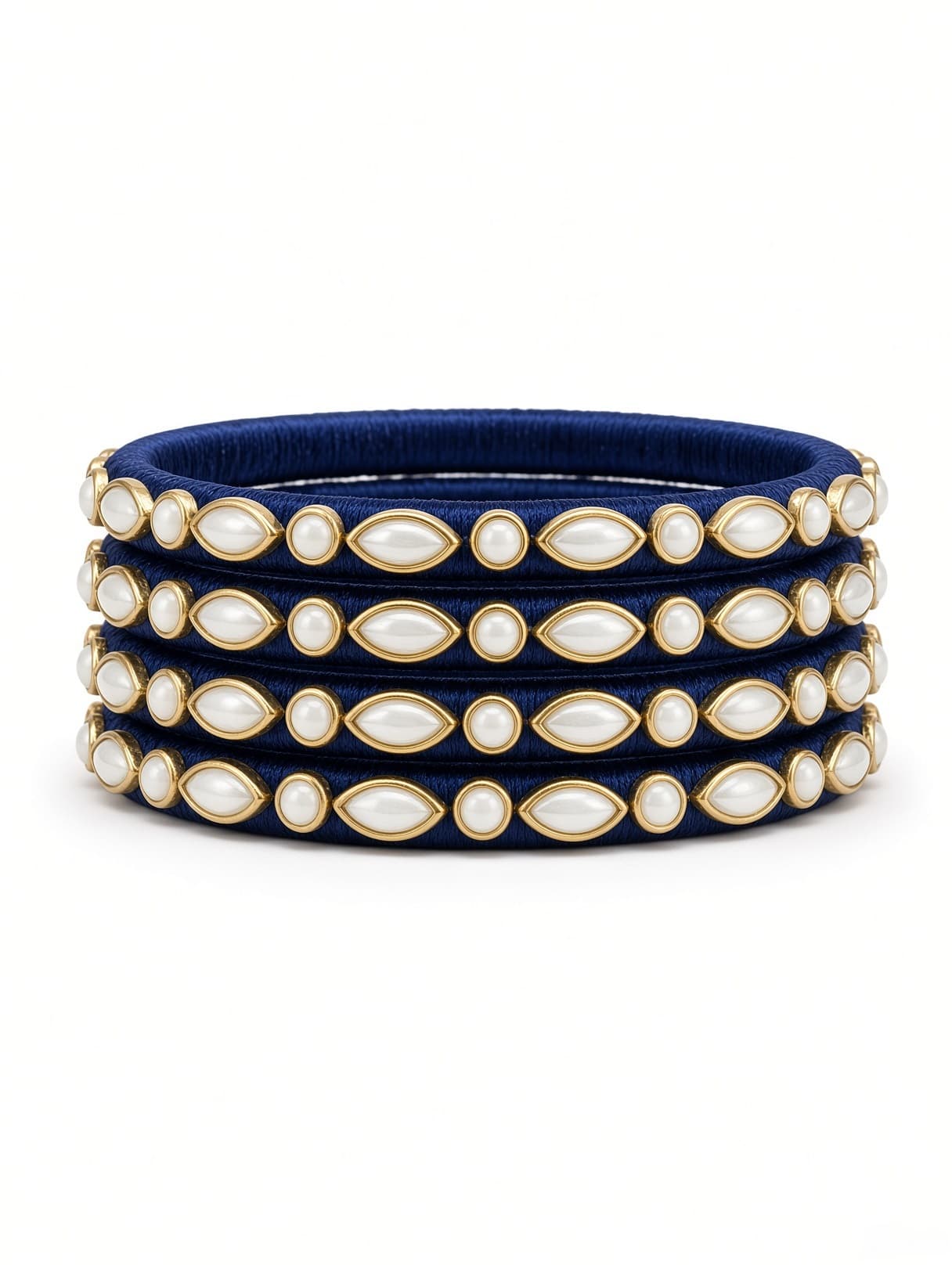 Shanti Collections Royal Blue Kundan Side Bangles