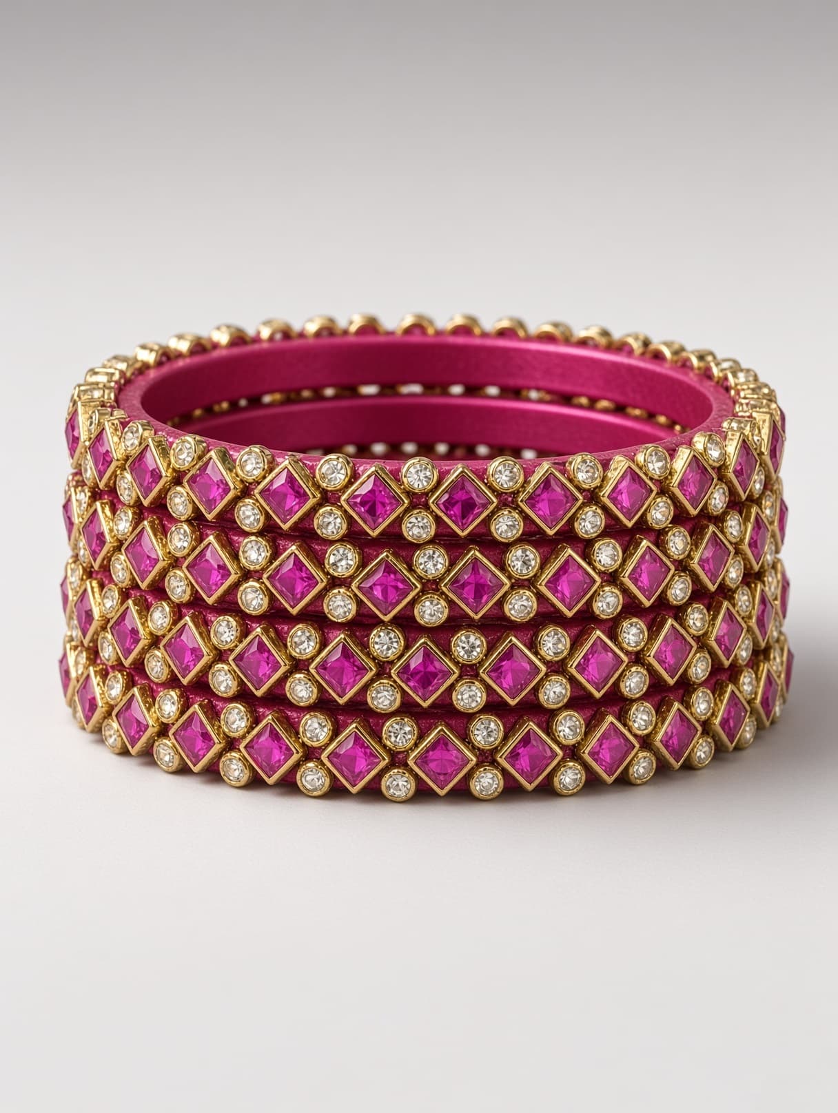 Shanti Collections Elegant Pink Kundan Side Bangles