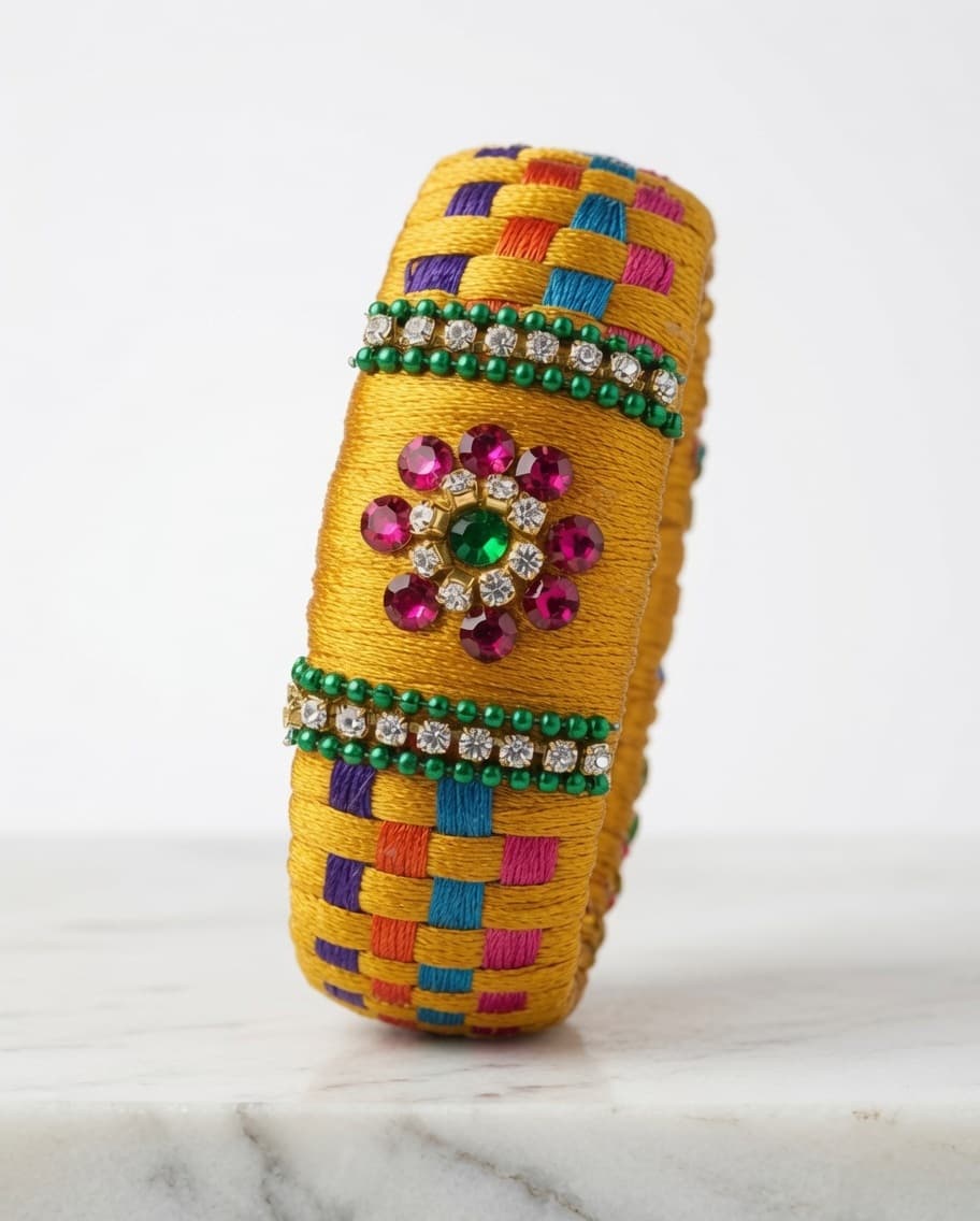 Shanti Collections® Golden Mosaic Royale Handmade Silk Thread Designer Bangle
