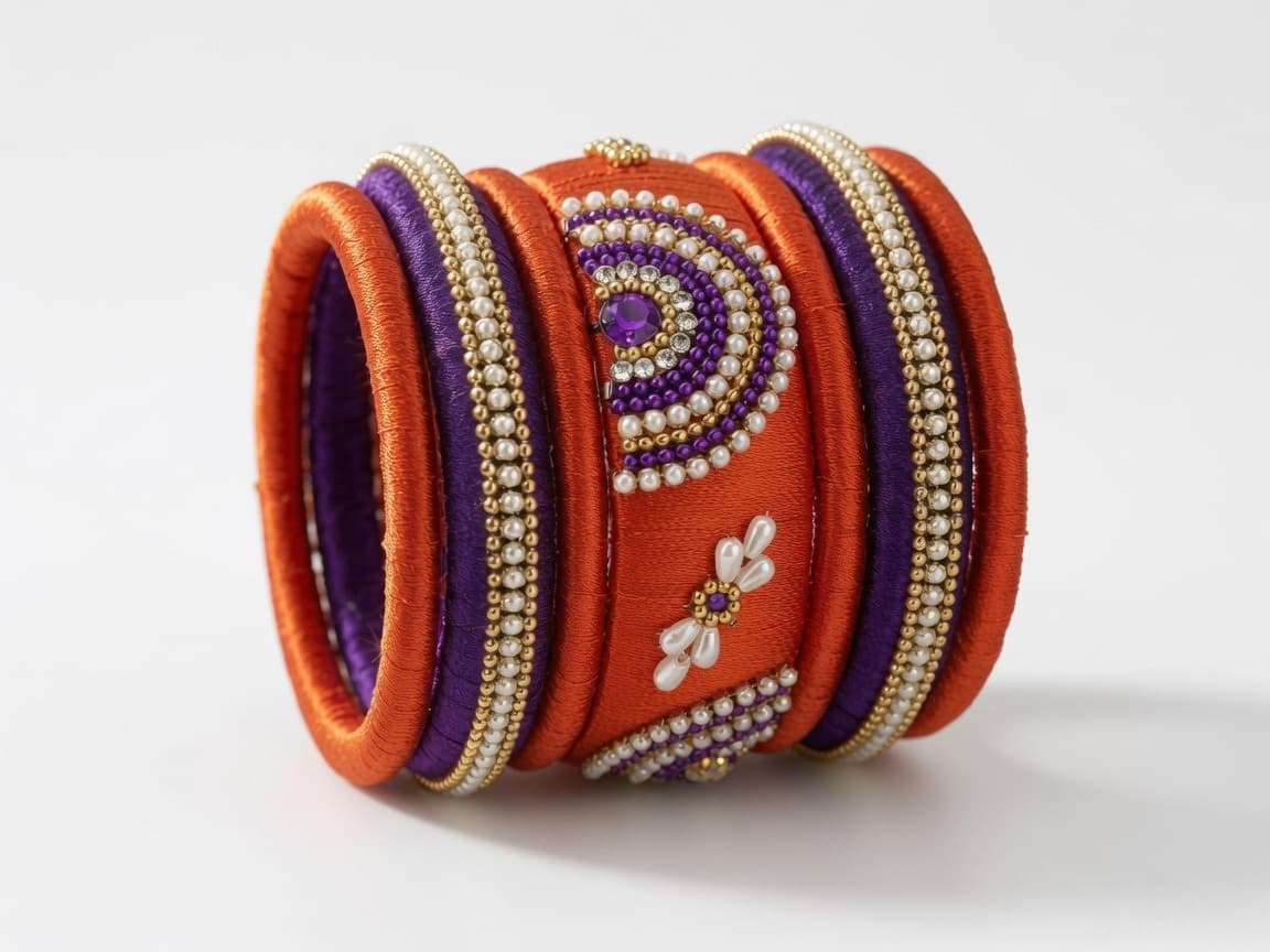 Royal Amethyst Silk Thread Designer Bangle Set